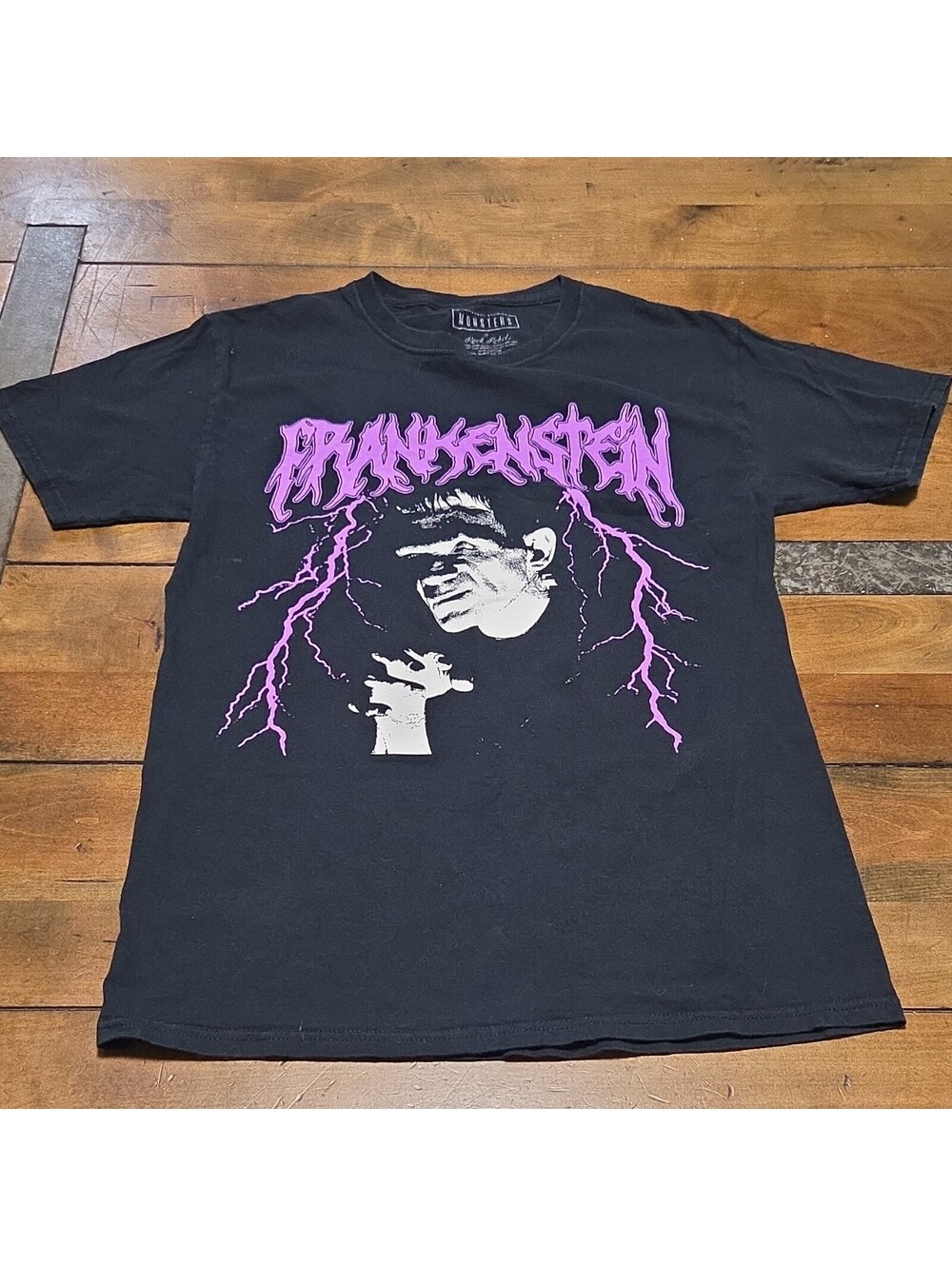 Rock Rebel Universal Monsters Frankenstein Neon Purple Lightning T Shirt S